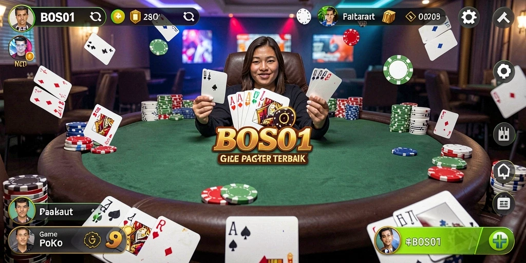 Tampilan gameplay seru dalam game poker BOS01 yang adiktif.
