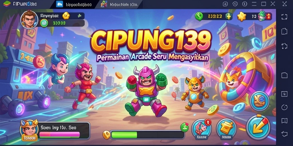 Tangkapan layar utama CIPUNG138 menampilkan gameplay Arcade yang penuh warna.