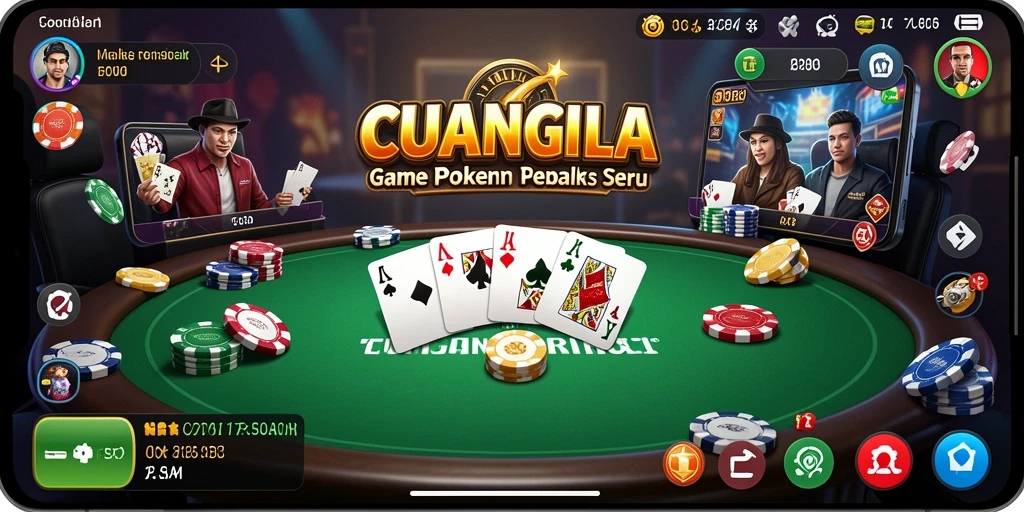 Tampilan gameplay CUANGILA dengan aksi poker seru dan mendebarkan.
