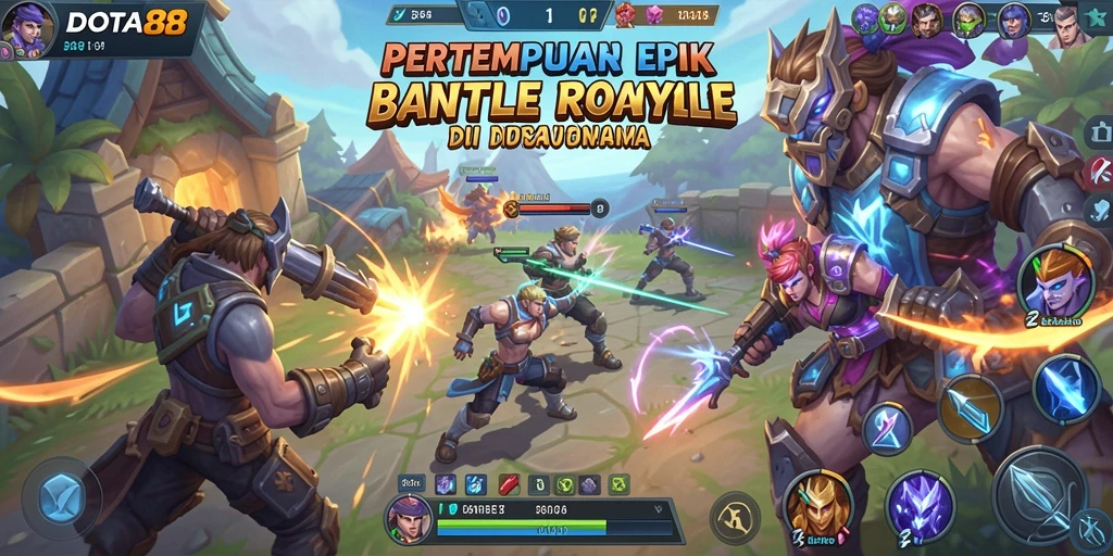 Gameplay seru DOTA88 menampilkan aksi Battle Royale yang mendebarkan.