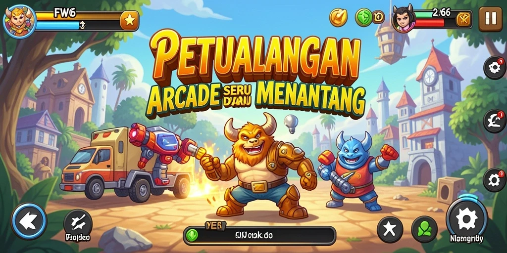 Screenshot utama FW66 menunjukkan gameplay seru dalam permainan Arcade.