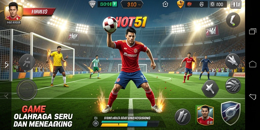 Tampilan seru dari gameplay HOT51 dalam pertandingan olahraga.