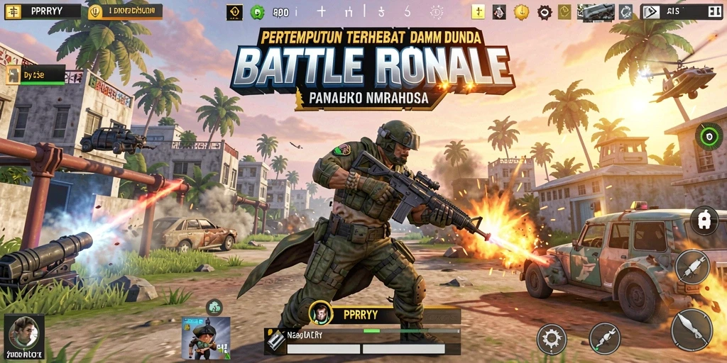 Screenshot gameplay PPRRYY yang menampilkan aksi Battle Royale yang intens.