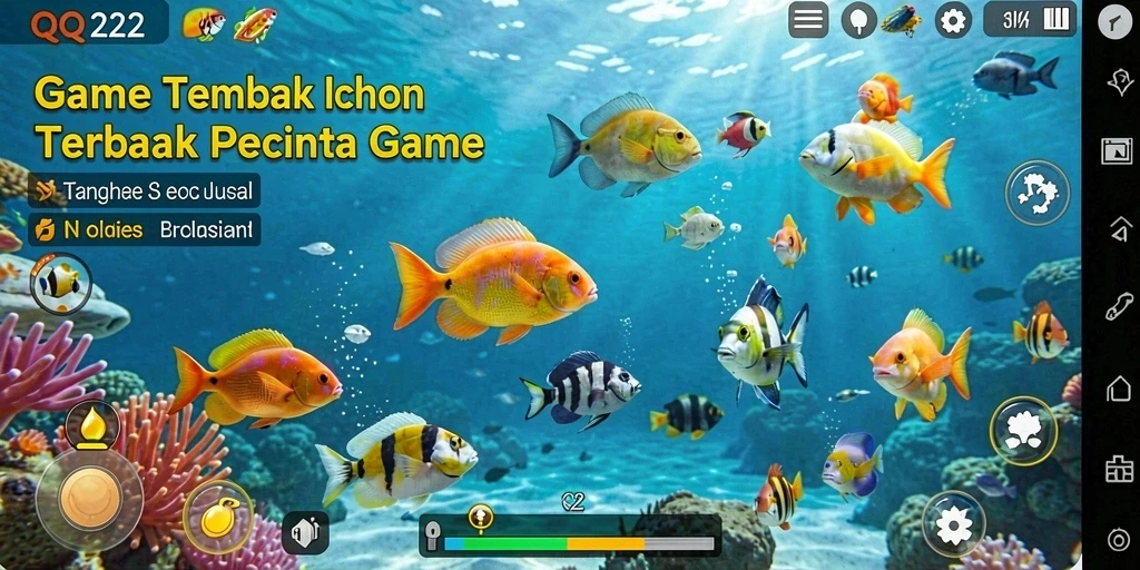 Screenshot menampilkan gameplay seru Tembak Ikan QQ222.