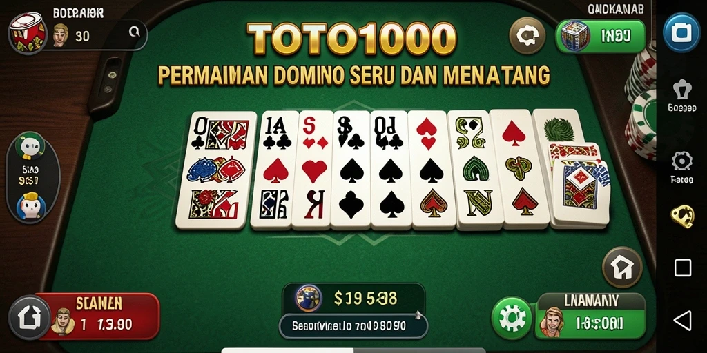 Tampilan gameplay seru dalam permainan Domino TOTO1000.