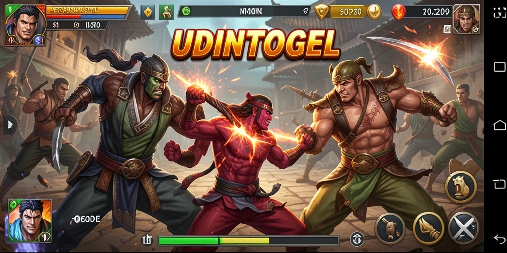Tangkapan layar utama menunjukkan pertarungan menegangkan di UDINTOGEL.